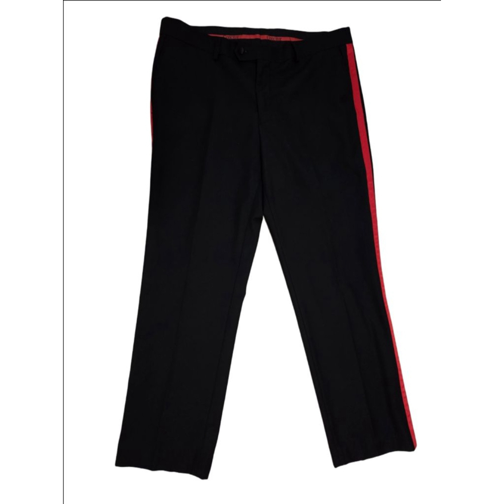 Men's Concitor Los Angeles Dress Pants Size 36 Black with Red Stripe